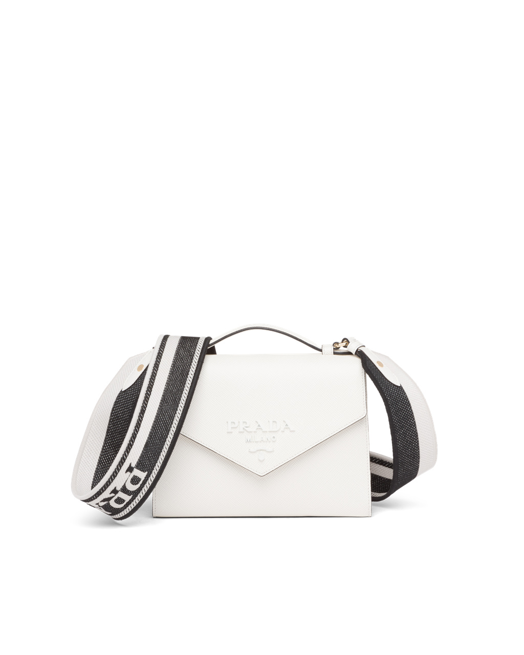 Prada Prada Monochrome Saffiano And Læder Bag Bílé | 783165YVD