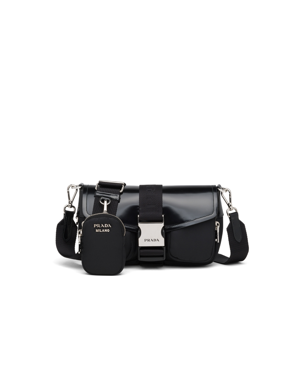 Prada Prada Pocket Nylon And Brushed Læder Bag Černé | 971352RYM