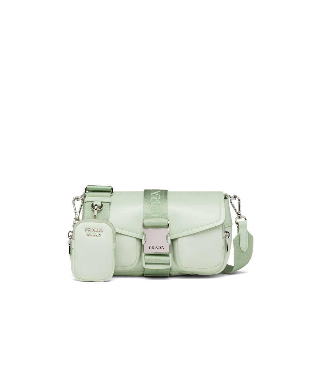 Prada Prada Pocket Nylon And Brushed Læder Bag Aqua | 982503OZV