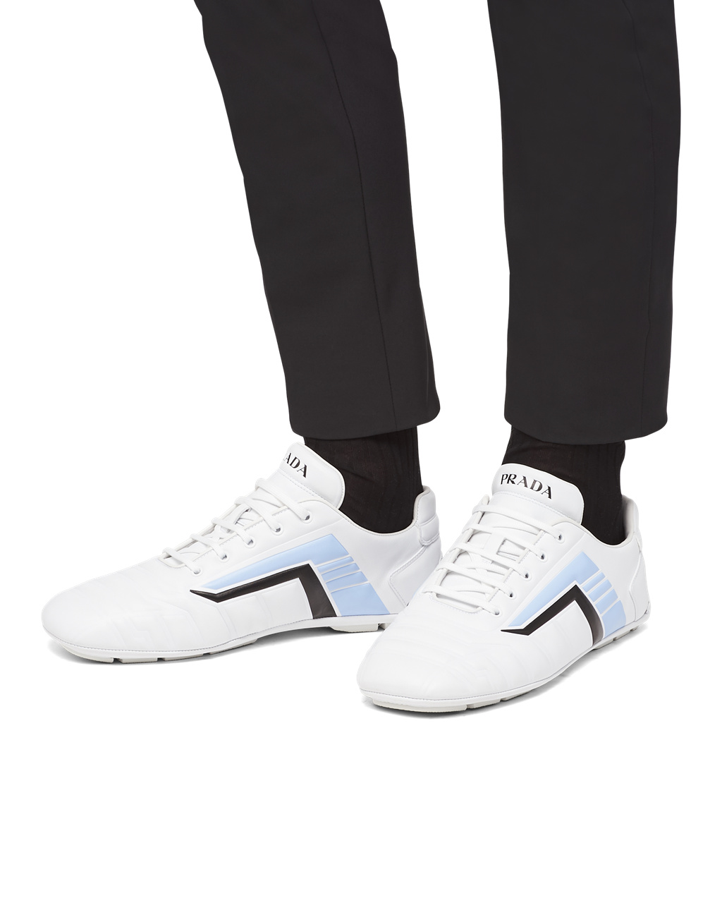 Prada Prada Rev Læder Sneakers Bílé Světle Blankyt | 947831OXN