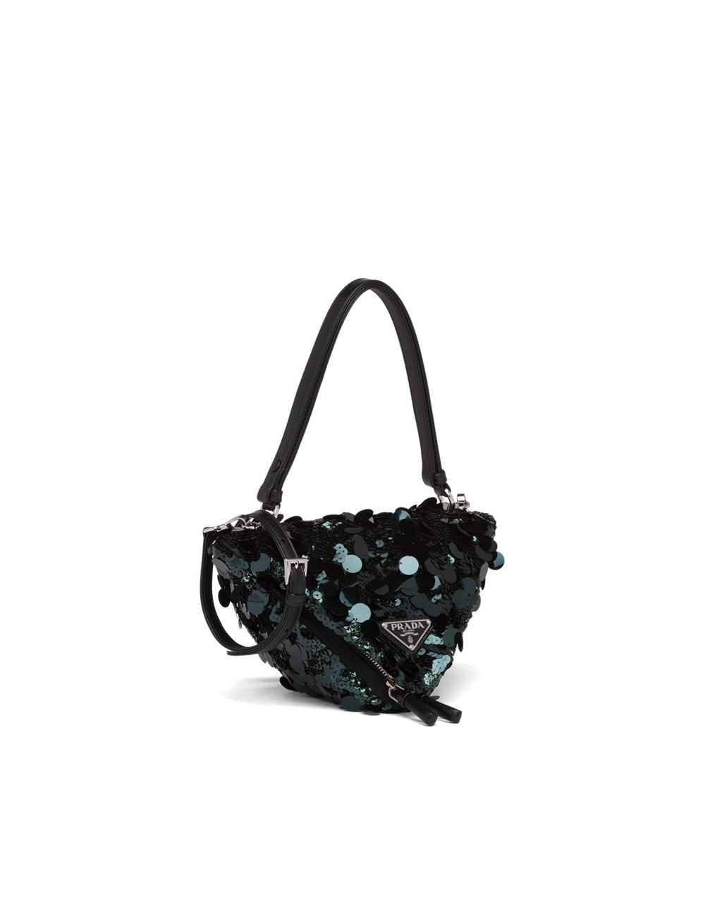 Prada Prada Triangle Sequin And Læder Handbag Zelene | 307129LDZ