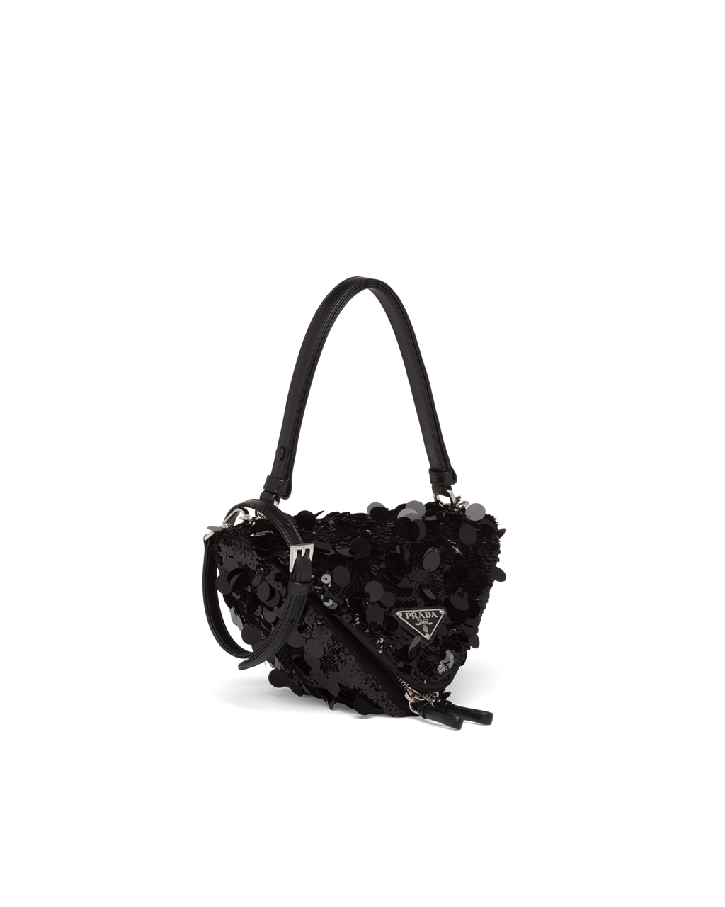 Prada Prada Triangle Sequin And Læder Handbag Černé | 869032UIF