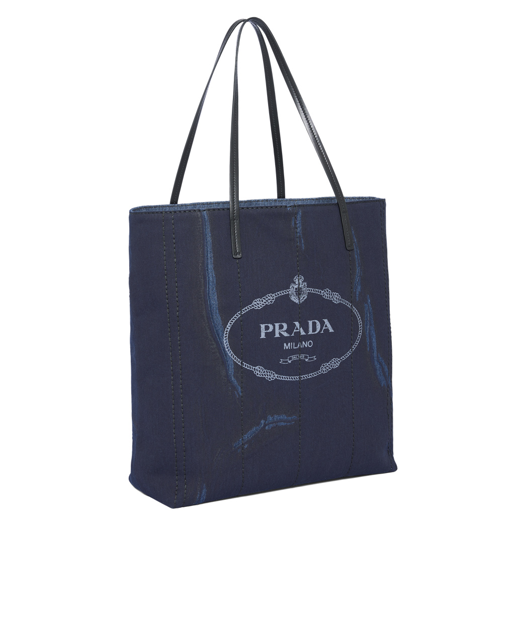 Prada Printed Denim Tote Blankyt Černé | 879034TKV