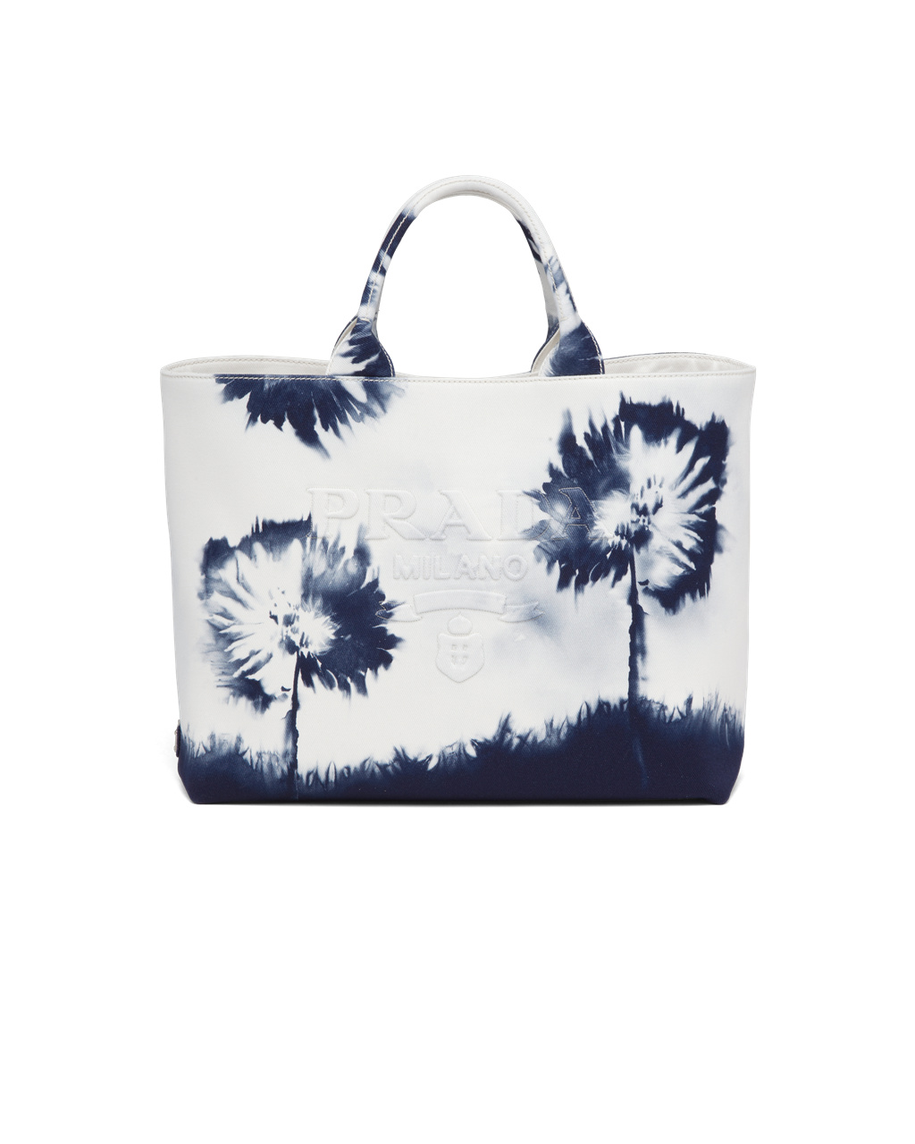 Prada Printed Drill Tote Bag Bílé Tmavě Blankyt Blankyt | 201738VAL