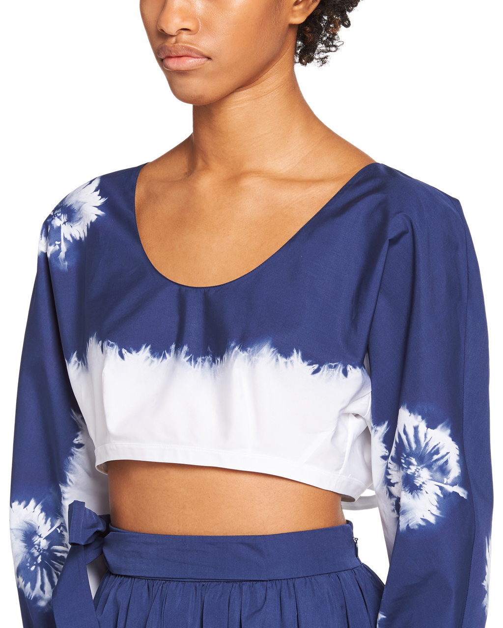 Prada Printed Poplin Crop Top Tmavě Blankyt | 349758VPN