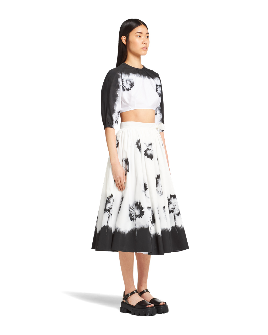 Prada Printed Poplin Skirt Bílé Černé | 492853AIZ