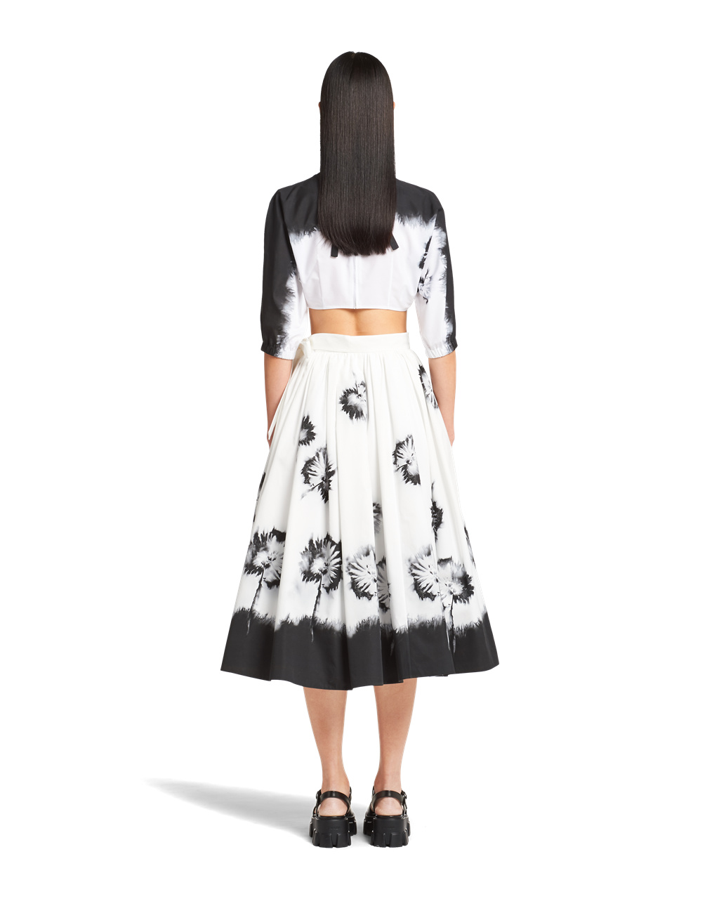 Prada Printed Poplin Skirt Bílé Černé | 492853AIZ