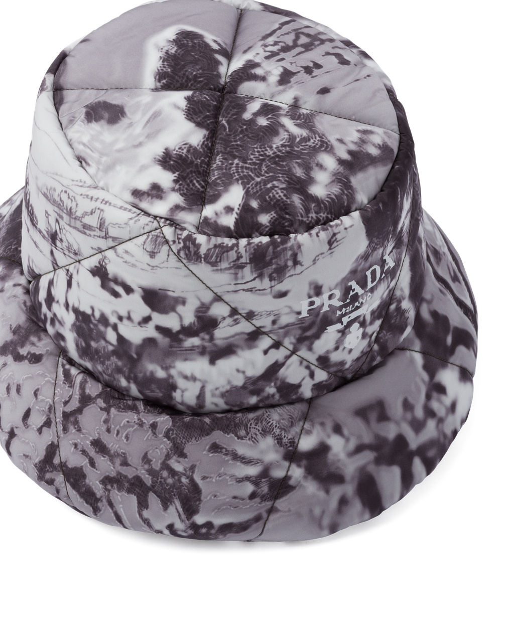 Prada Printed Re-nylon Bucket Hat Cloudy Gray | 345621GPU