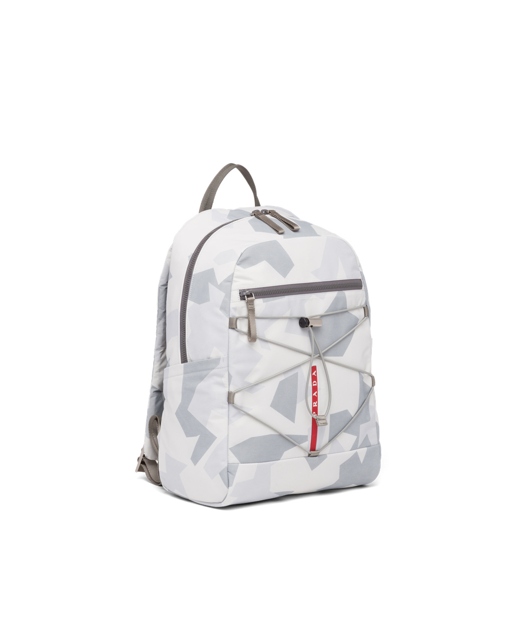 Prada Printed Technical Fabric Backpack Marble Gray | 120493SOH