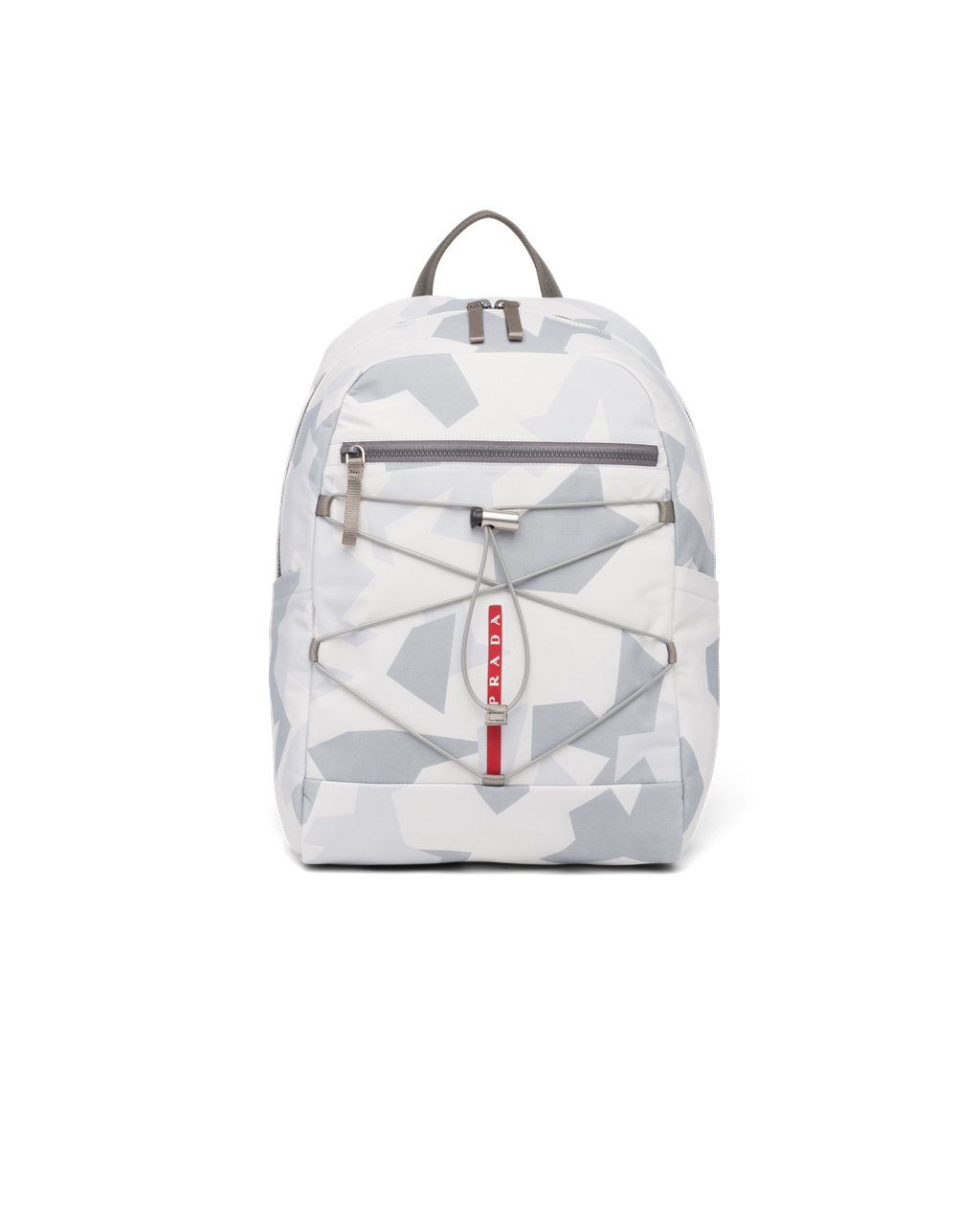 Prada Printed Technical Fabric Backpack Marble Gray | 120493SOH