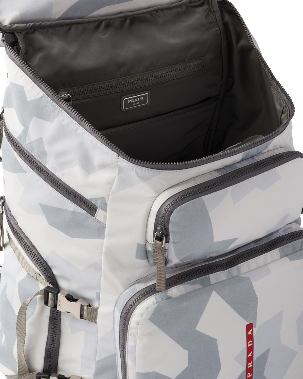 Prada Printed Technical Fabric Ski Boot Backpack Marble Gray | 486971GRT