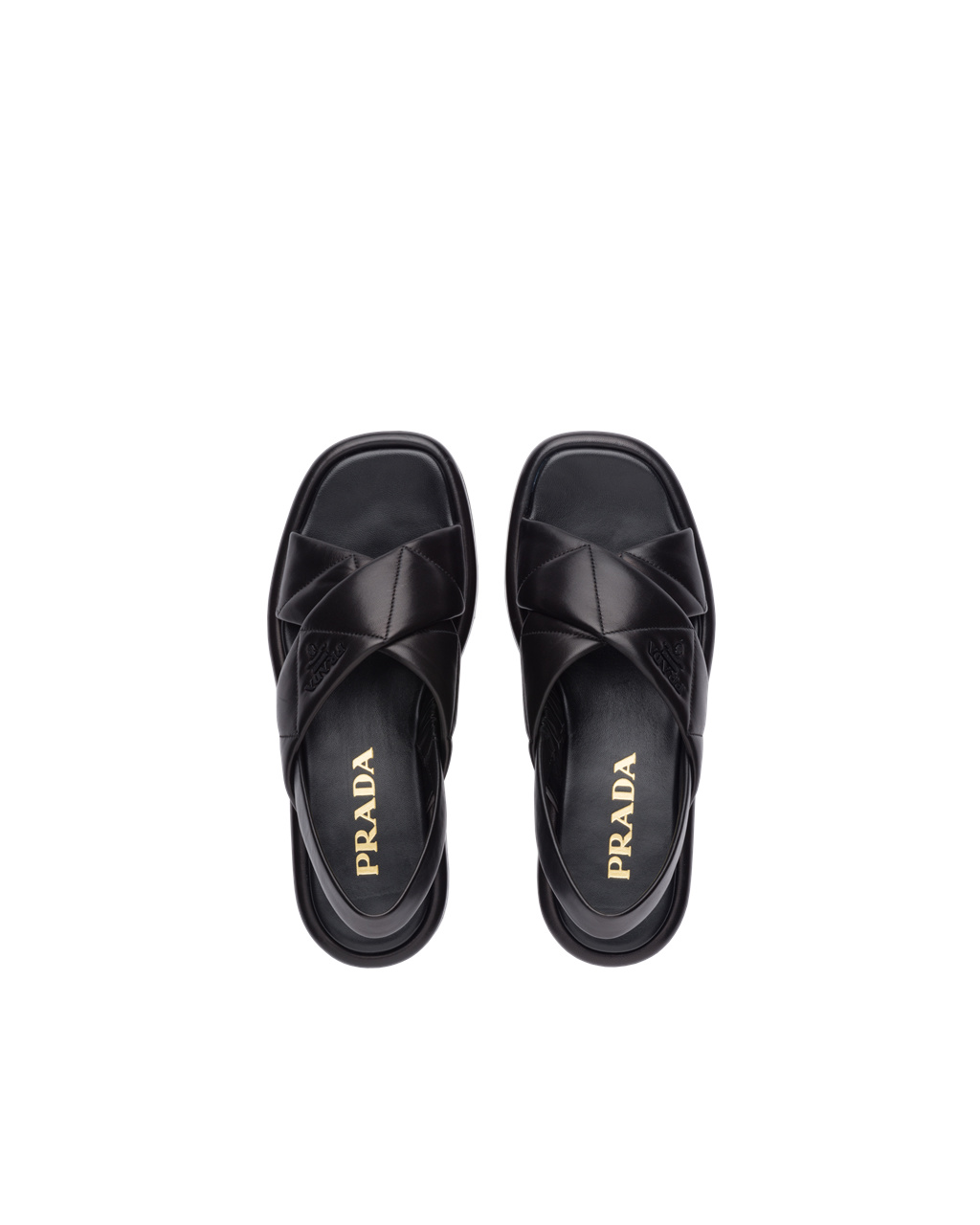 Prada Quilted Nappa Læder Flatform Sandals Černé | 597214SOJ