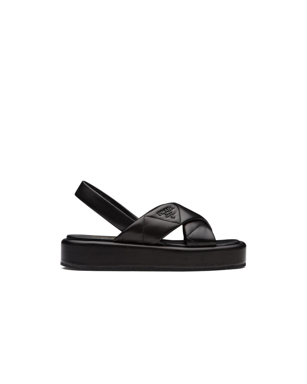 Prada Quilted Nappa Læder Flatform Sandals Černé | 597214SOJ