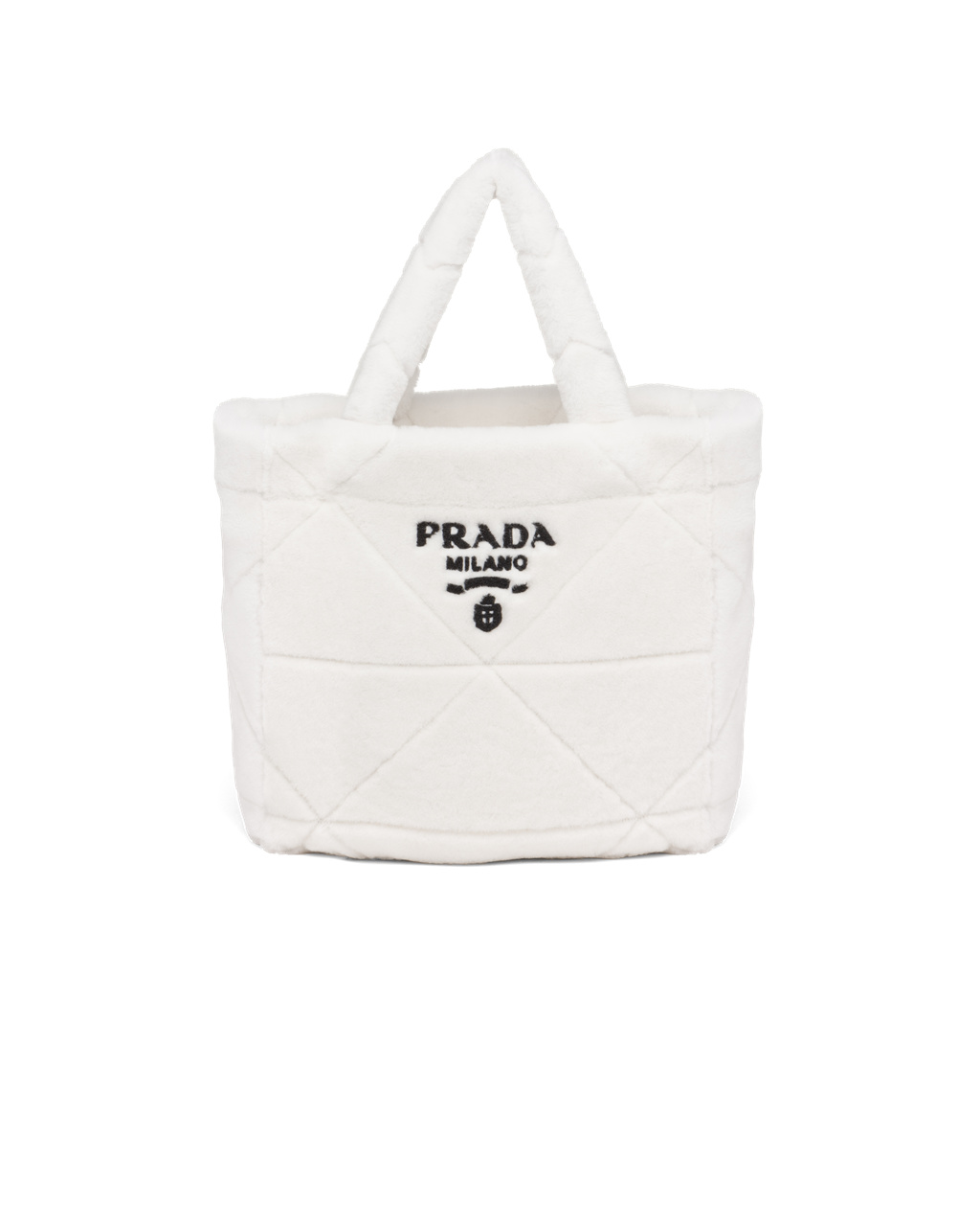 Prada Quilted Shearling Tote Bag Bílé Černé | 314275AGL