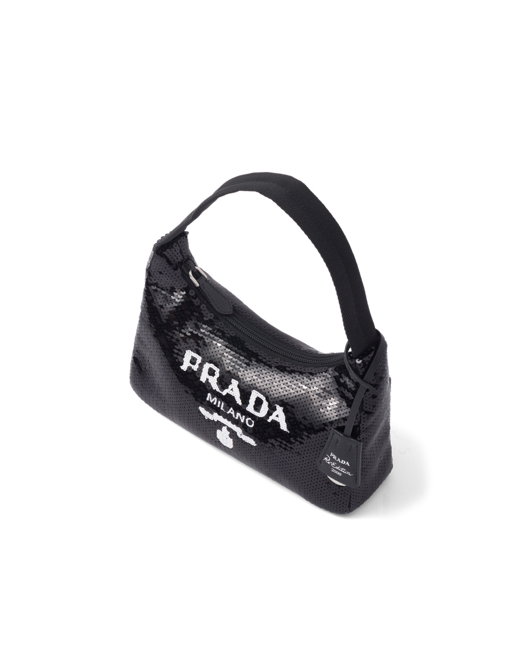 Prada Re-edition 2000 Sequined Re-nylon Mini-bag Černé Bílé | 596237LGO