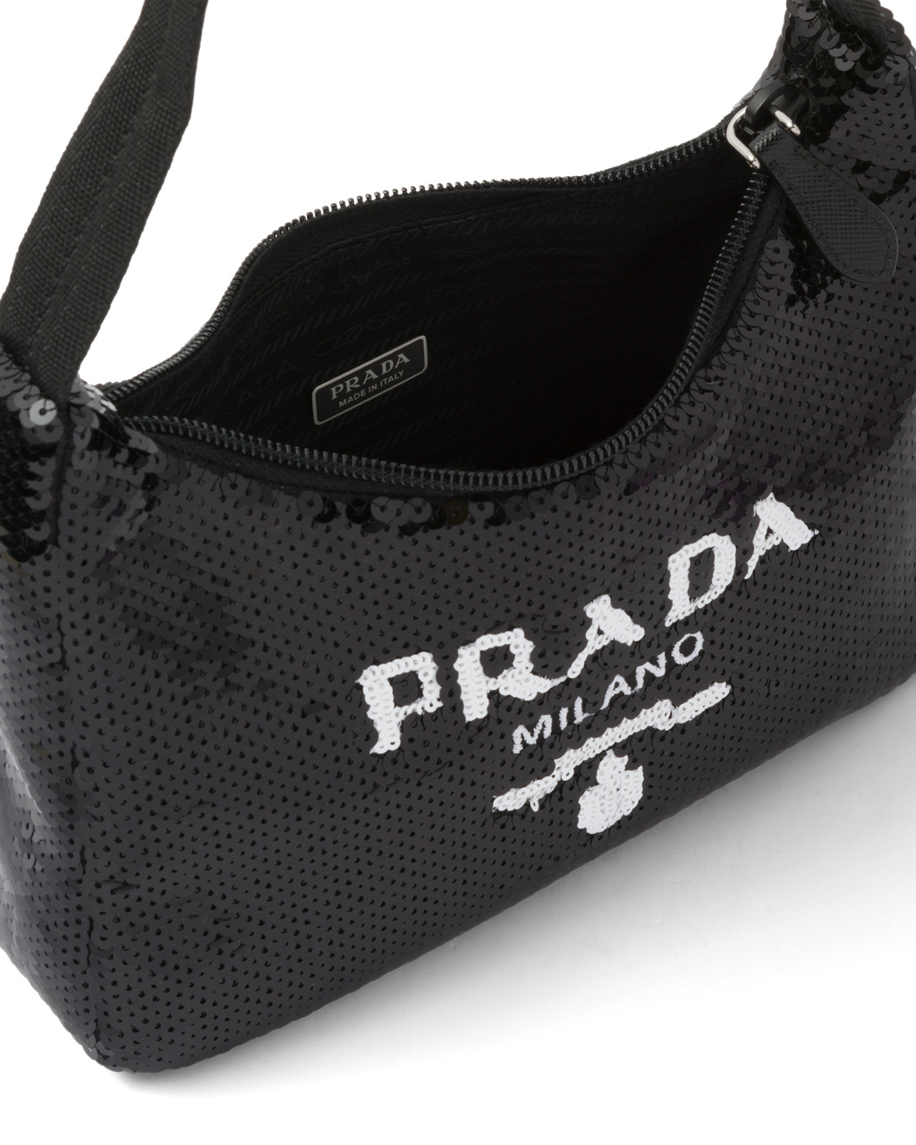 Prada Re-edition 2000 Sequined Re-nylon Mini-bag Černé Bílé | 596237LGO