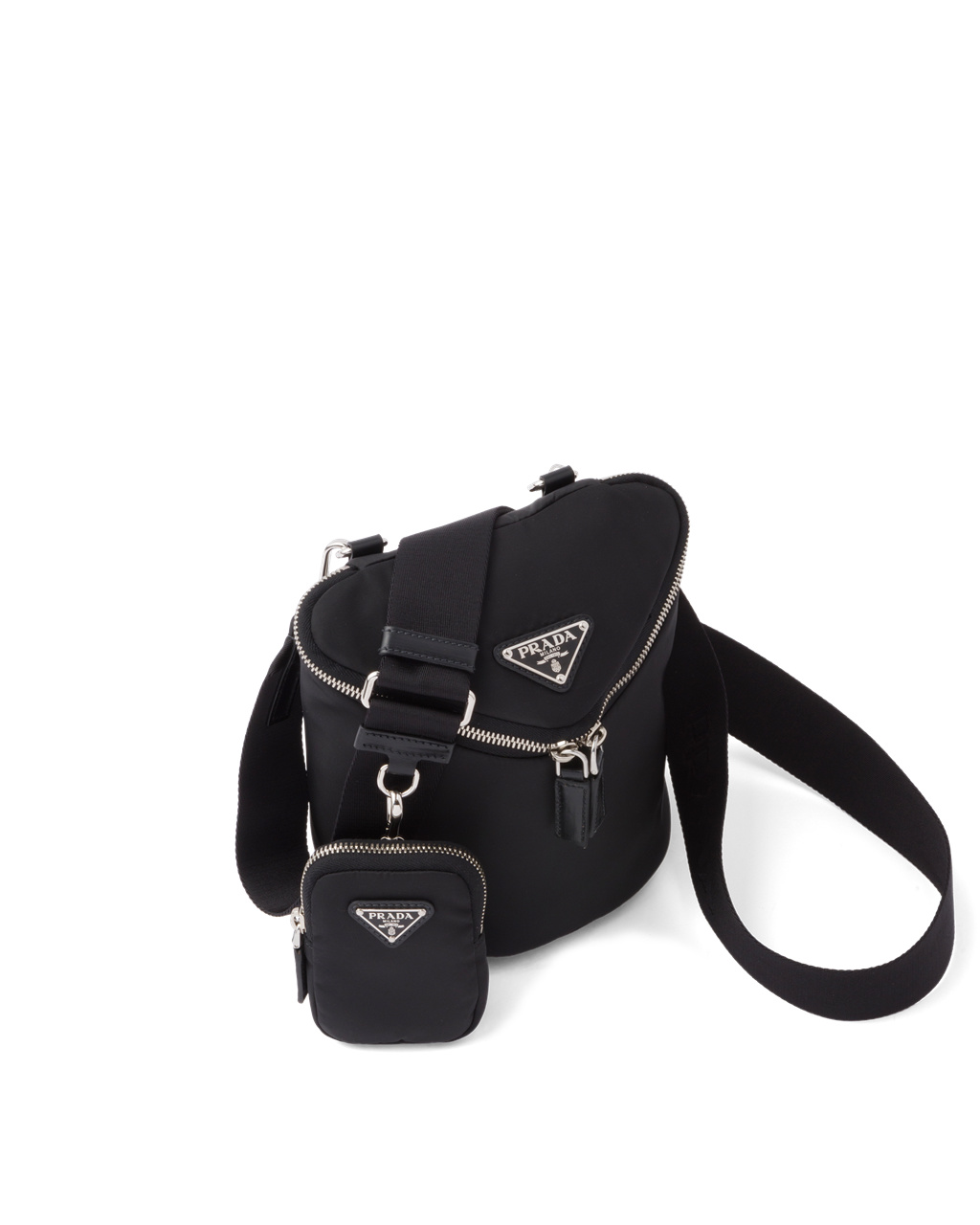 Prada Re-nylon And Læder Shoulder Bag Černé | 803172ENM