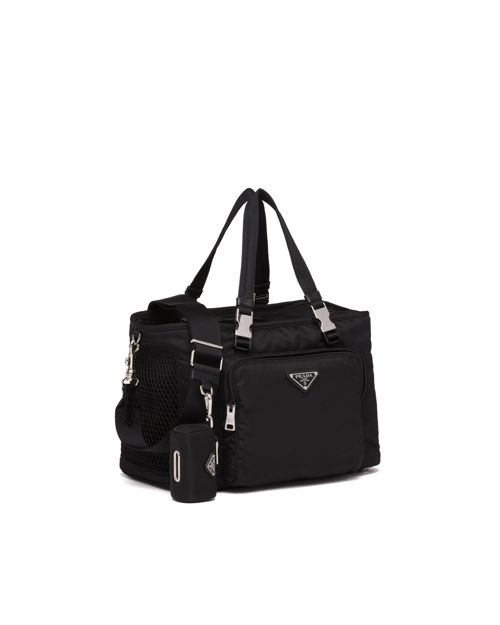 Prada Re-nylon And Saffiano Læder Pet Bag Černé | 574369IUR