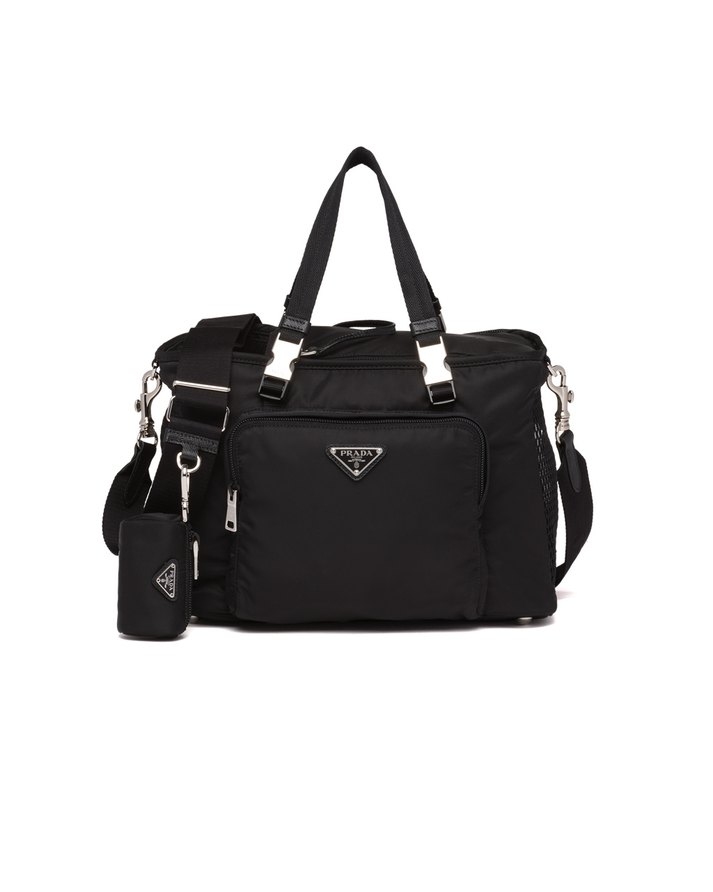 Prada Re-nylon And Saffiano Læder Pet Bag Černé | 574369IUR