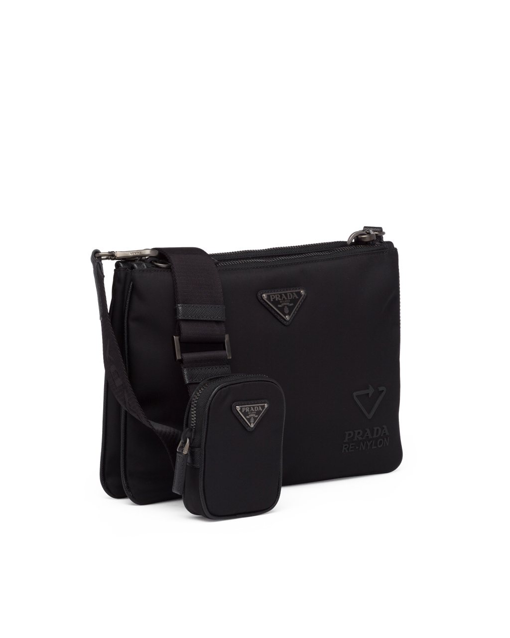 Prada Re-nylon And Saffiano Læder Shoulder Bag Černé | 041538PZF