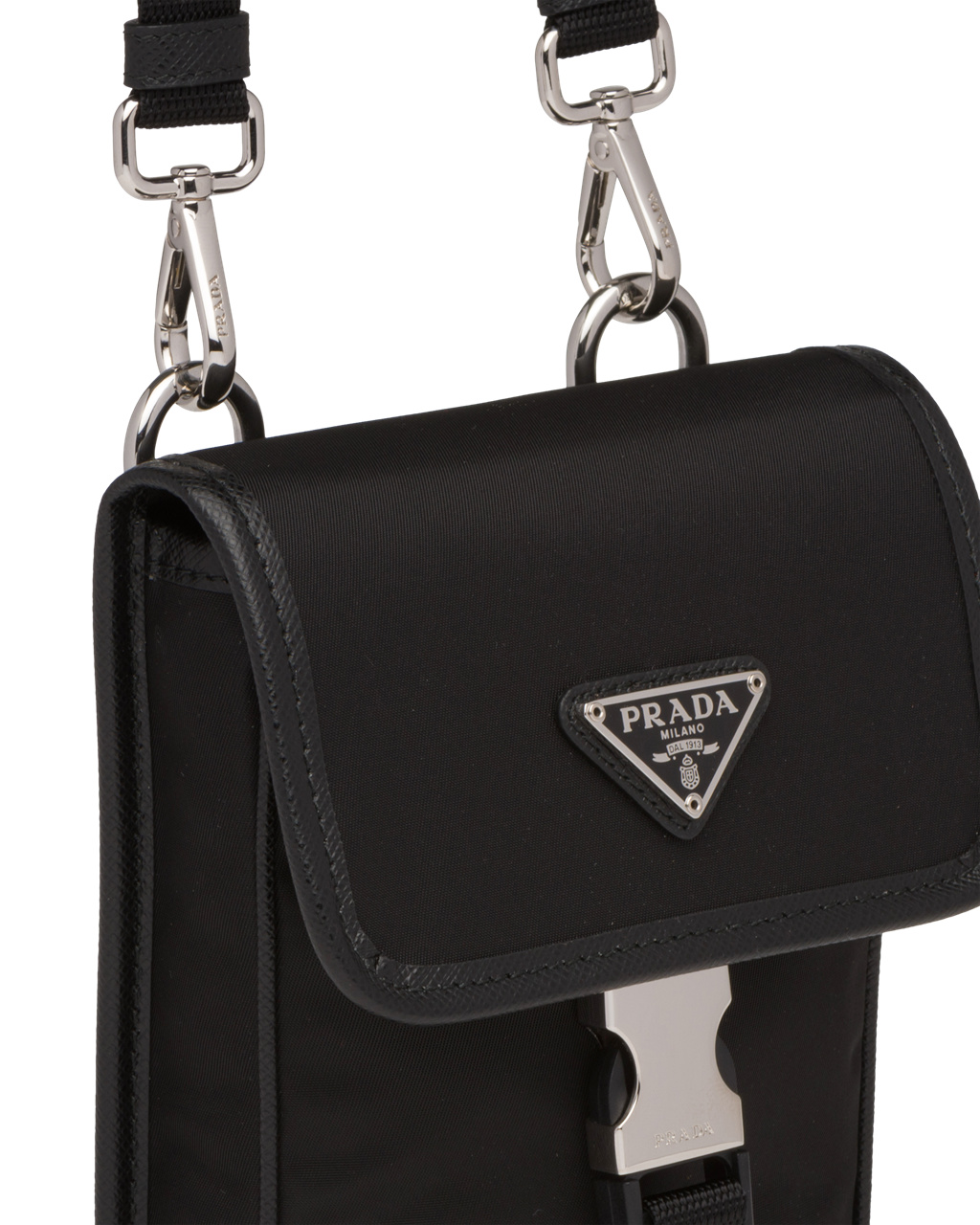 Prada Re-nylon And Saffiano Læder Smartphone Case Černé | 247685YDQ