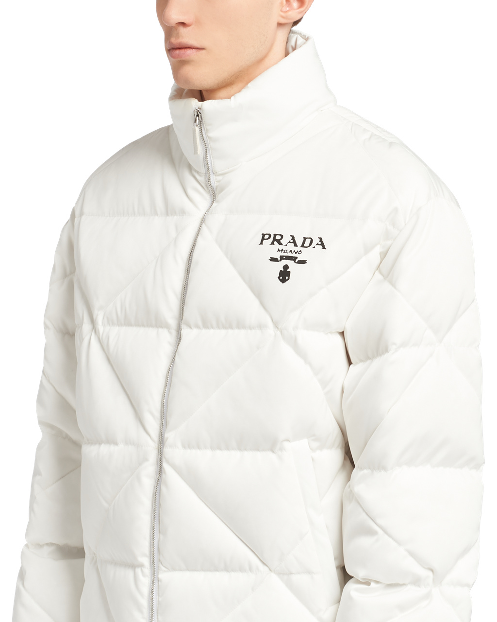 Prada Re-nylon Down Jacket Bílé | 628079KEL