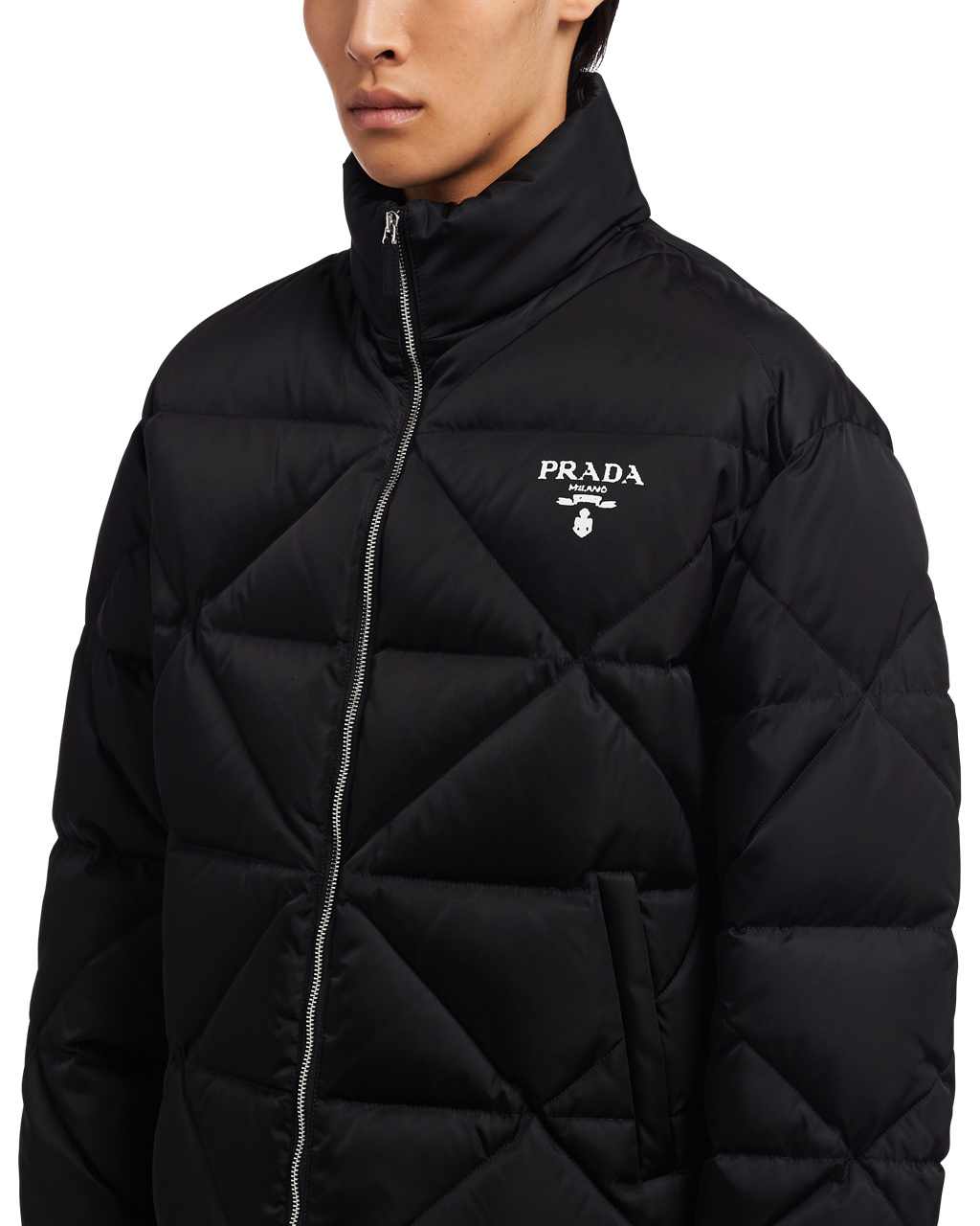 Prada Re-nylon Down Jacket Černé | 048659UEF