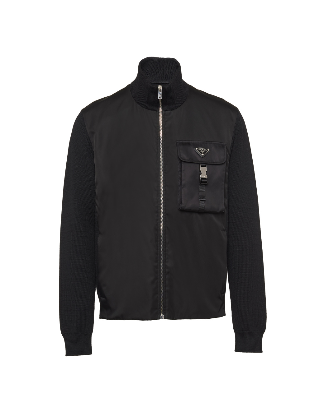 Prada Re-nylon Gabardine And Wool Cardigan Černé | 105496DLN