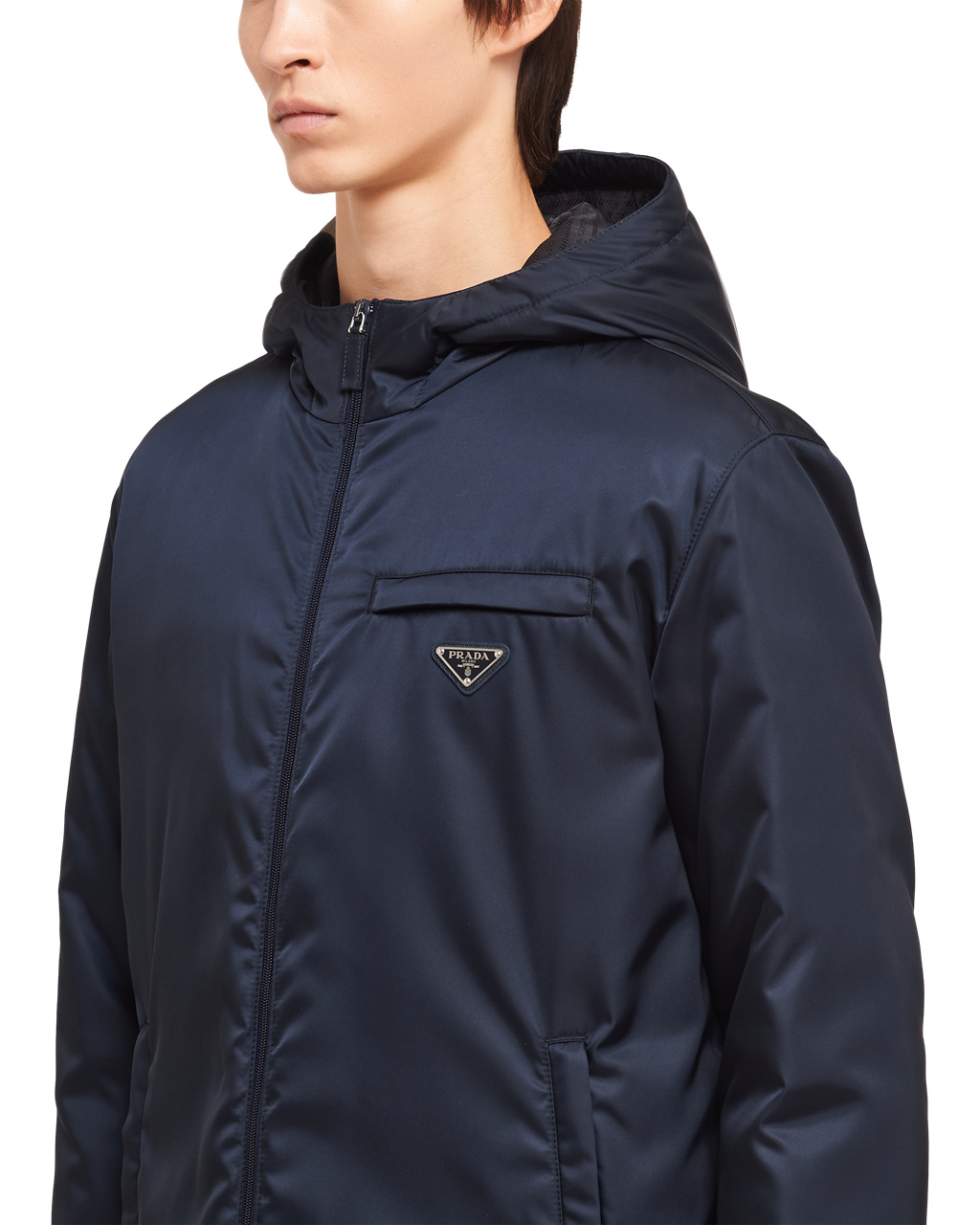 Prada Re-nylon Gabardine Puffer Coat Tmavě Blankyt | 586307ADX