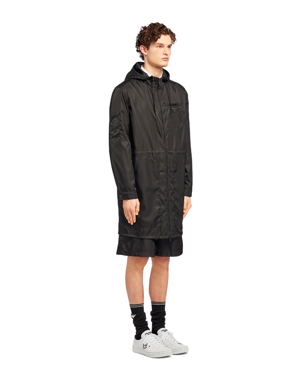 Prada Re-nylon Raincoat Černé | 932065UAO