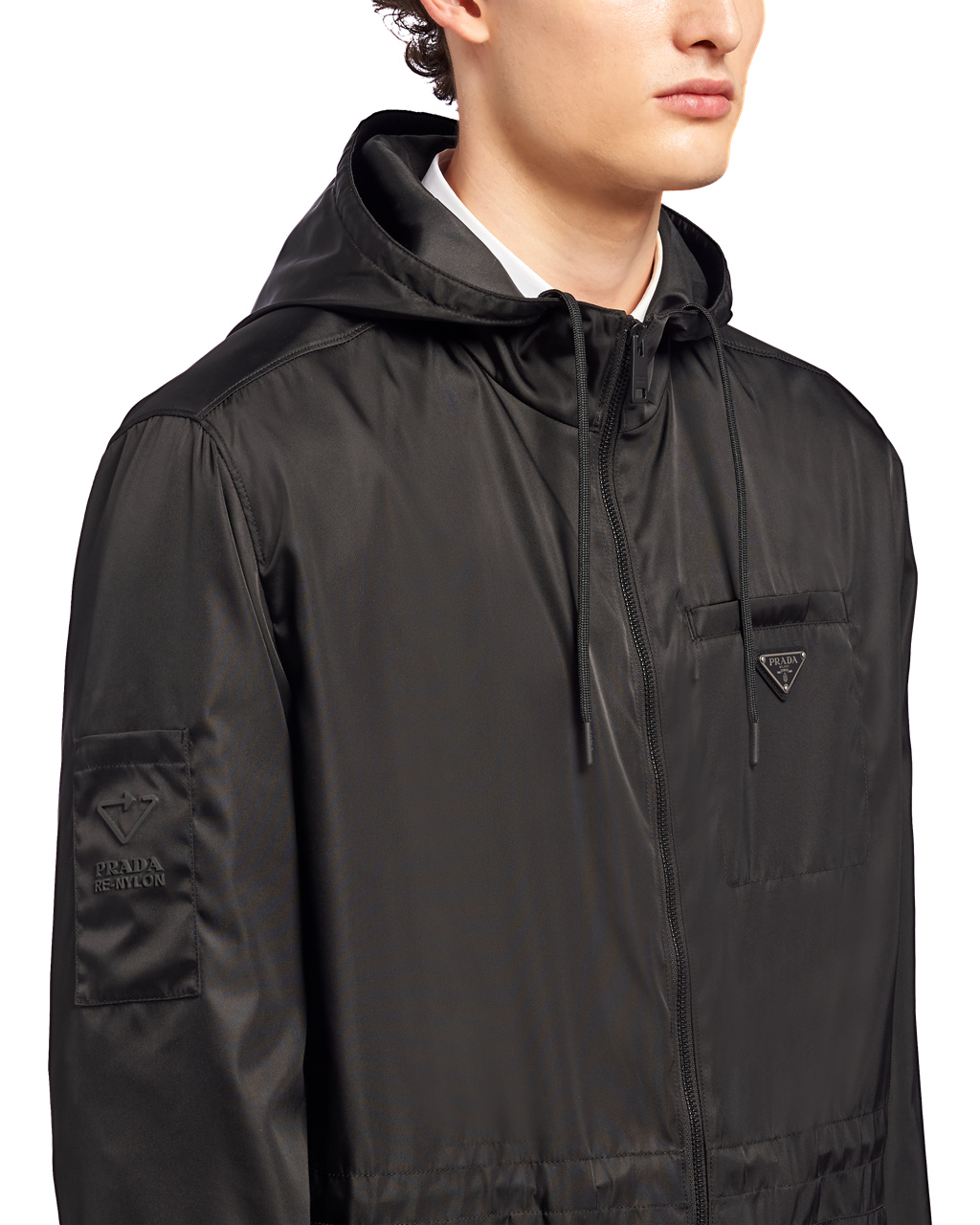 Prada Re-nylon Raincoat Černé | 932065UAO