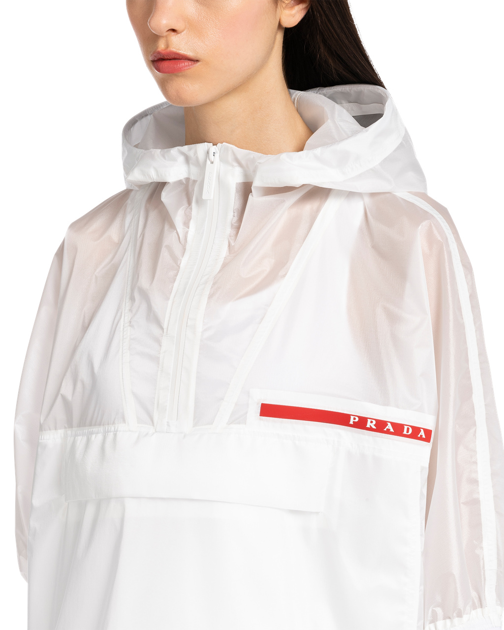 Prada Ripstop S Kapucí Raincoat Bílé | 459380TLN