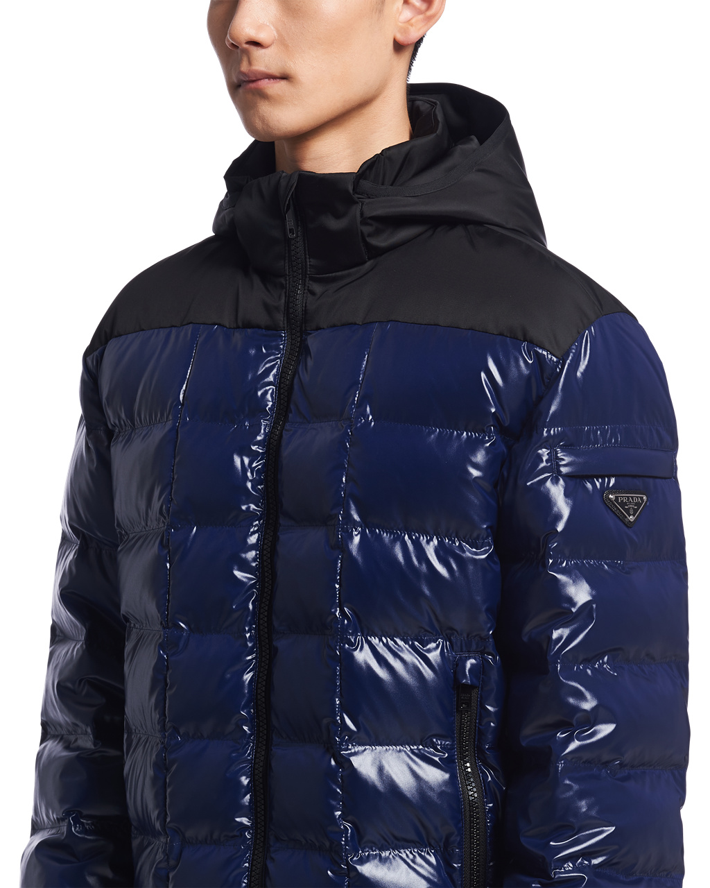 Prada S Kapucí Nylon Down Jacket Blankyt | 269370TGA