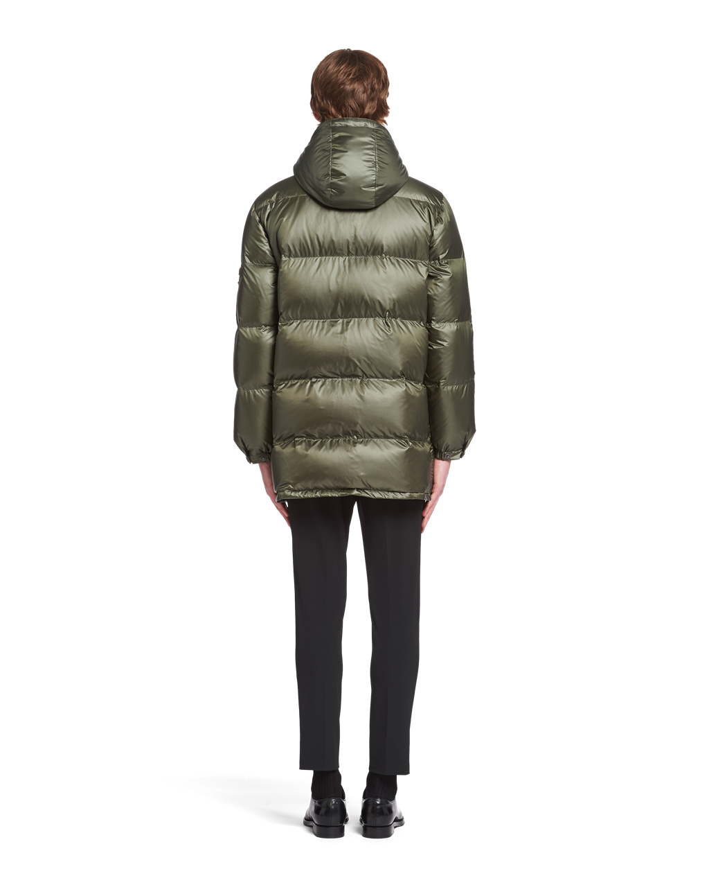 Prada S Kapucí Nylon Down Jacket Zelene Oranžové | 897160CNB