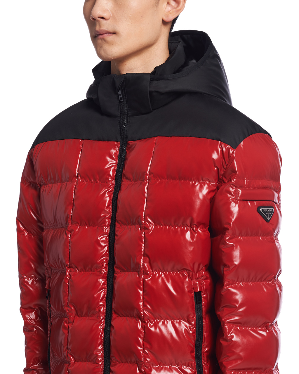 Prada S Kapucí Nylon Down Jacket Červené | 869041ODP