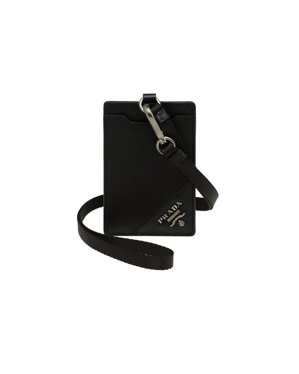 Prada Saffiano Læder Badge Holder Černé | 218347XPY