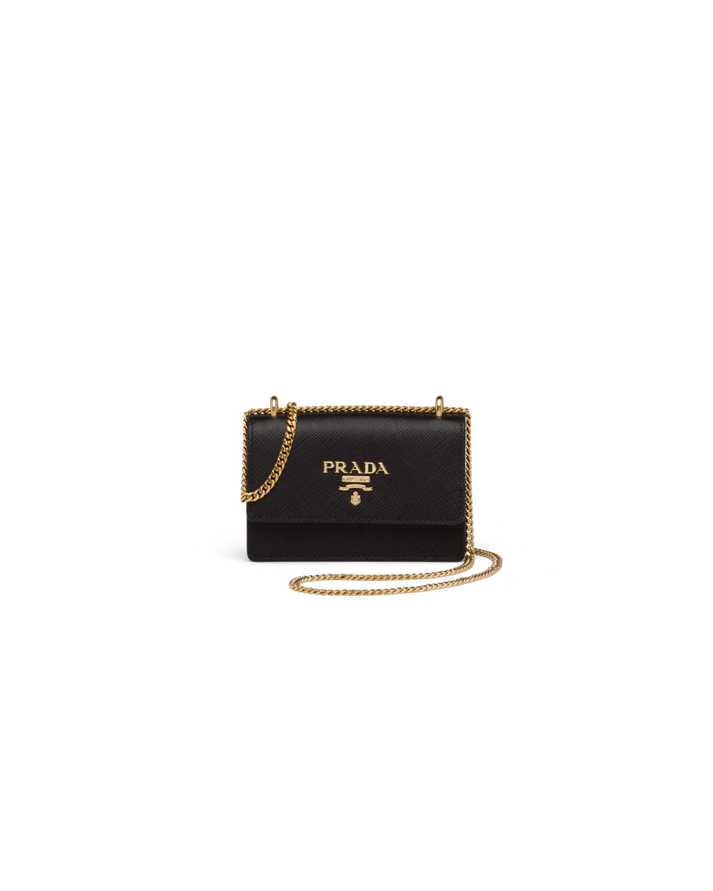 Prada Saffiano Læder Card Holder With Shoulder Páskové Černé | 302148PZH