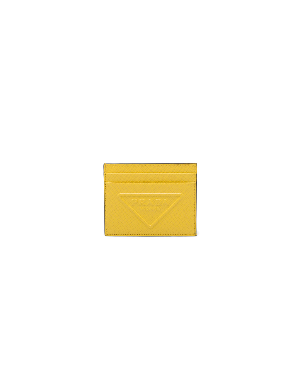 Prada Saffiano Læder Card Holder Žluté | 376480ESN