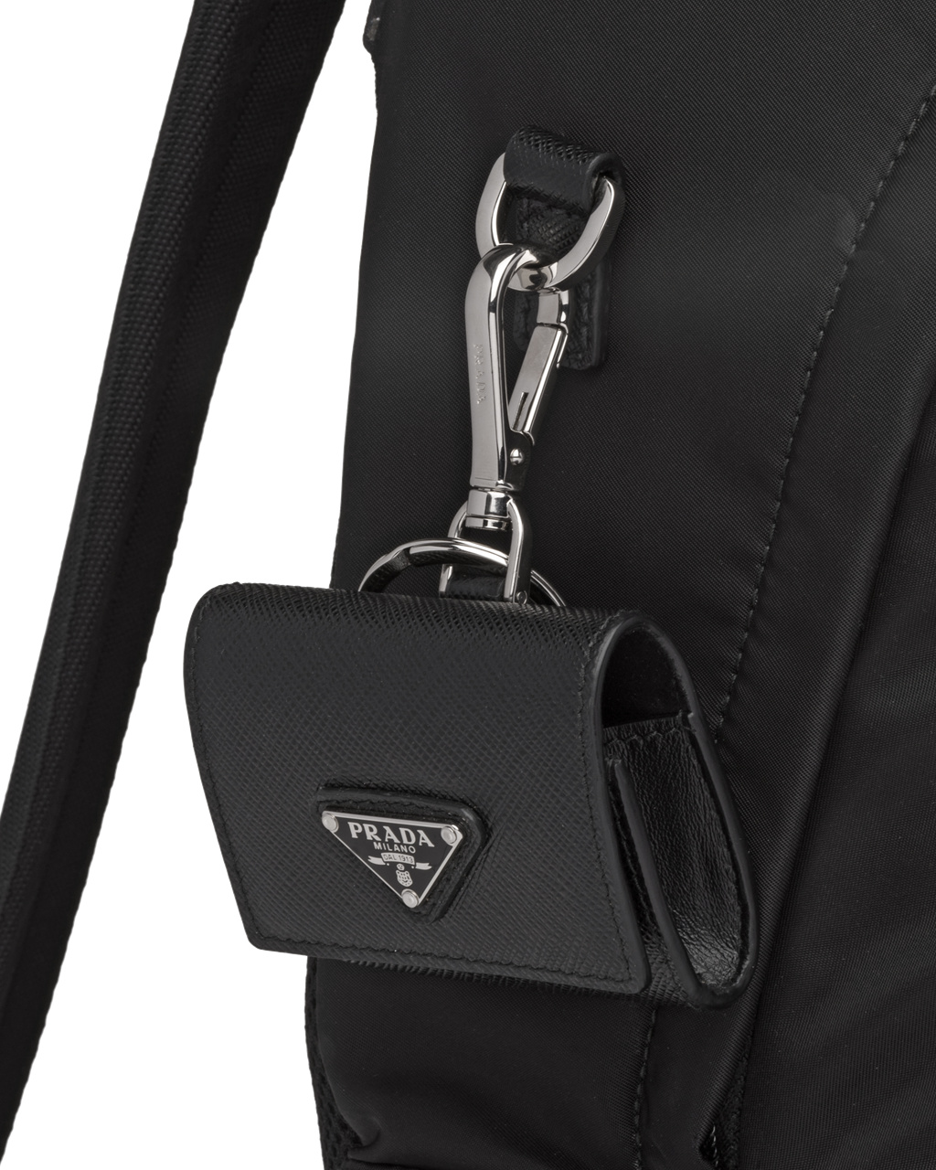 Prada Saffiano Læder Headphone Case Černé | 985021ZMJ