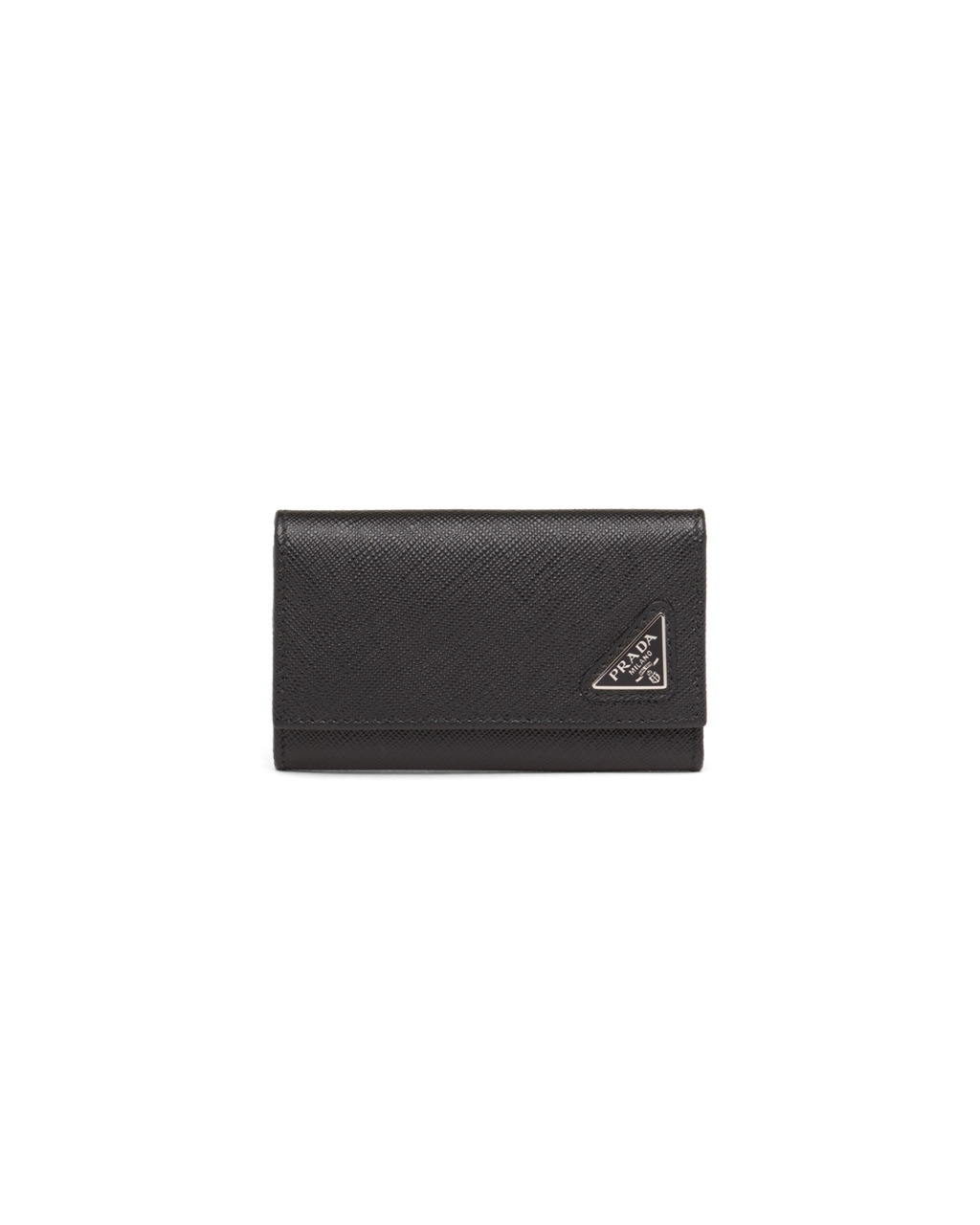 Prada Saffiano Læder Key Case Černé | 081279ANH