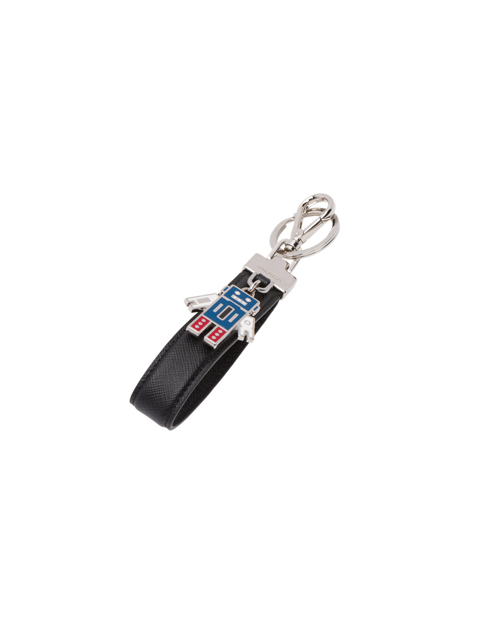 Prada Saffiano Læder Keychain Černé | 853462WFT