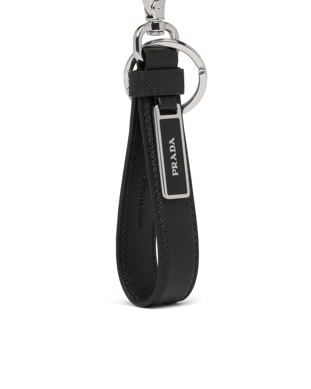 Prada Saffiano Læder Keychain Černé | 891654HST