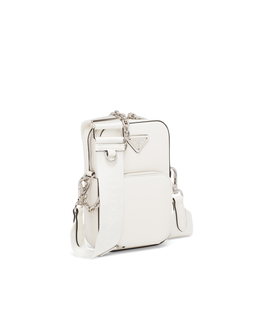 Prada Saffiano Læder Mini Bag Bílé | 380612ZLS