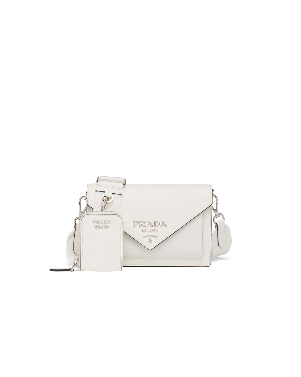 Prada Saffiano Læder Mini Envelope Bag Bílé | 126854IHD