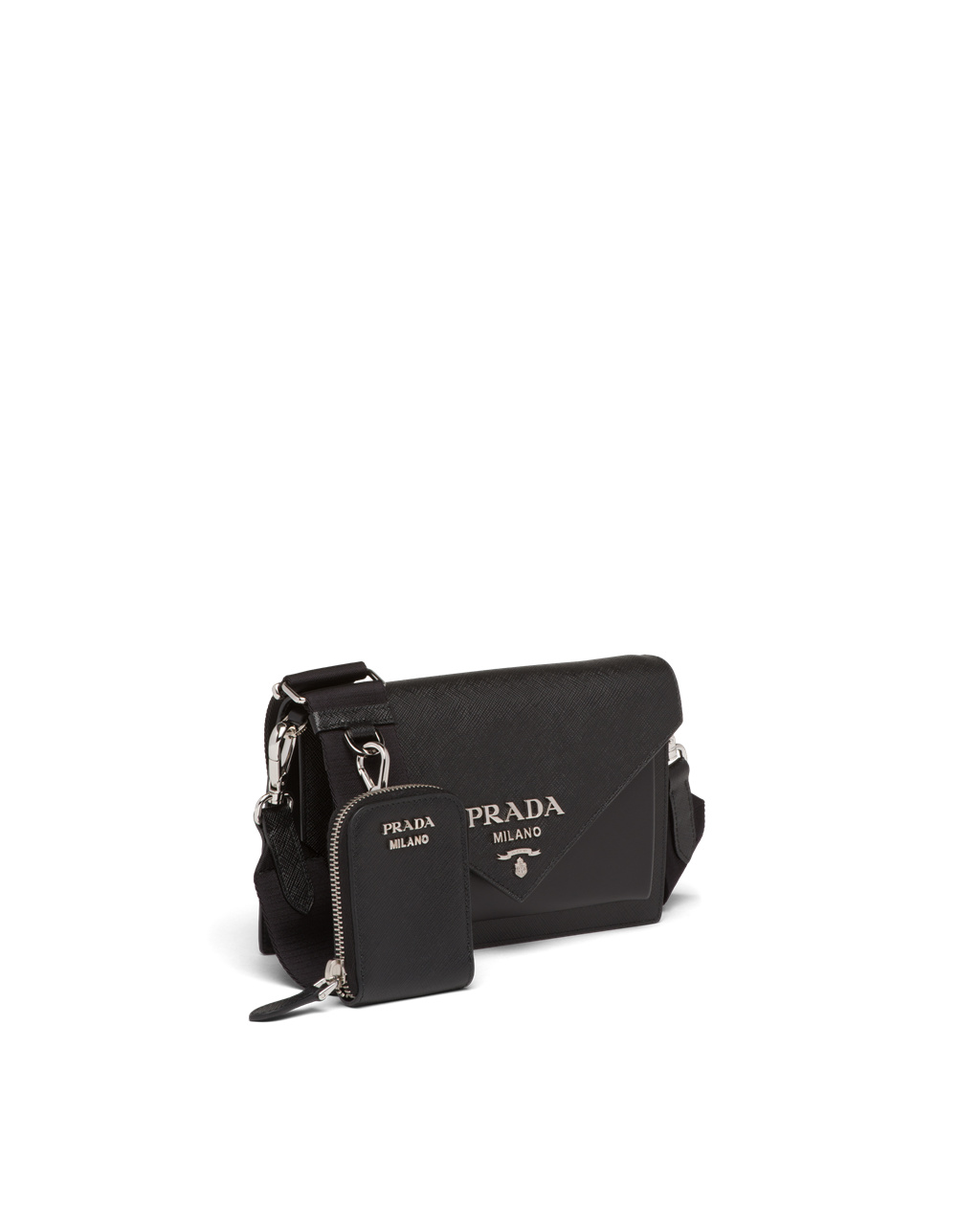 Prada Saffiano Læder Mini Envelope Bag Černé | 047386KXM