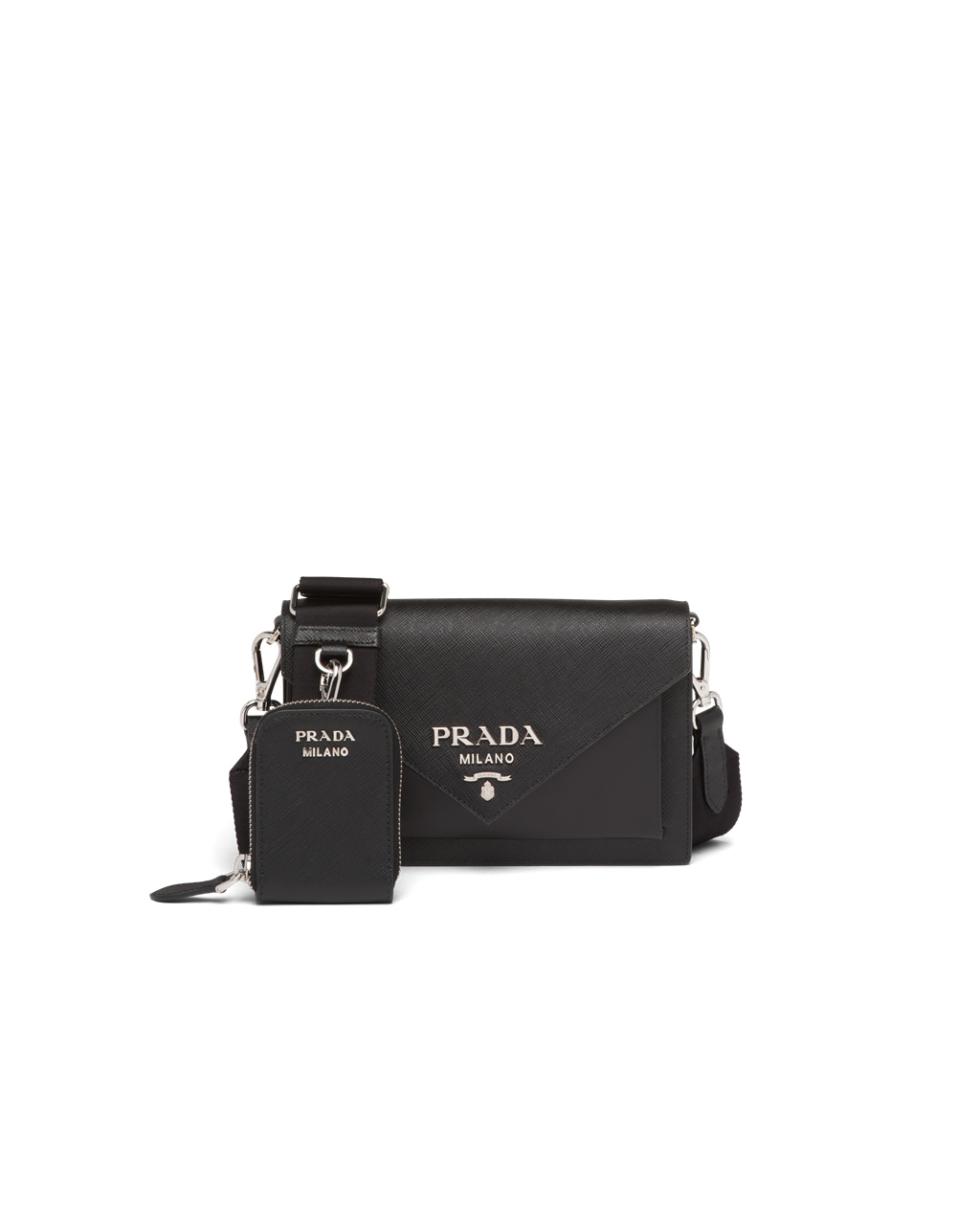 Prada Saffiano Læder Mini Envelope Bag Černé | 047386KXM