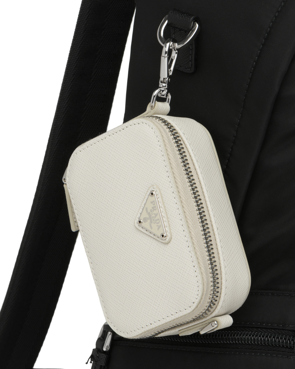 Prada Saffiano Læder Mini Pouch Bílé | 304561PKD