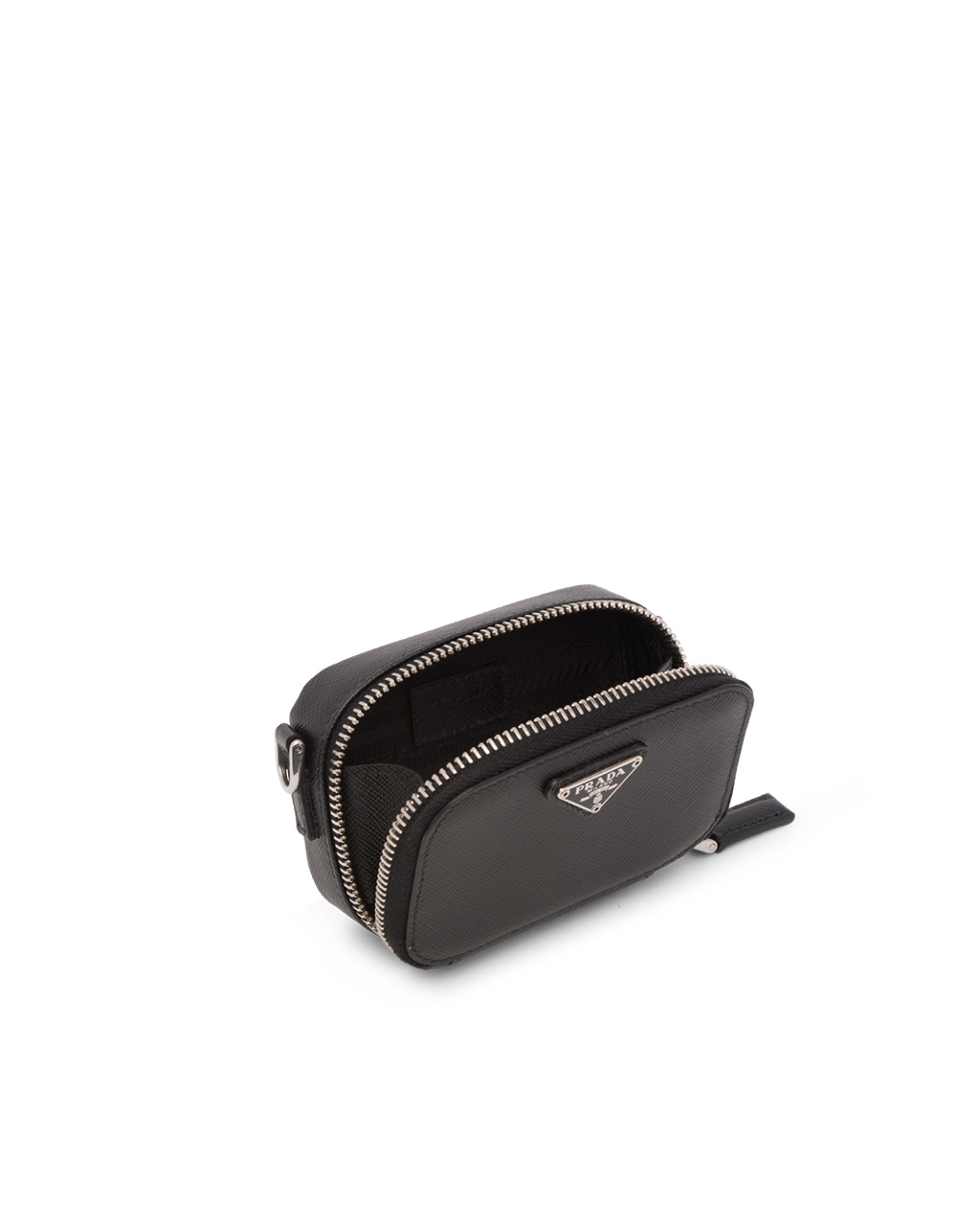 Prada Saffiano Læder Mini Pouch Černé | 012435MON