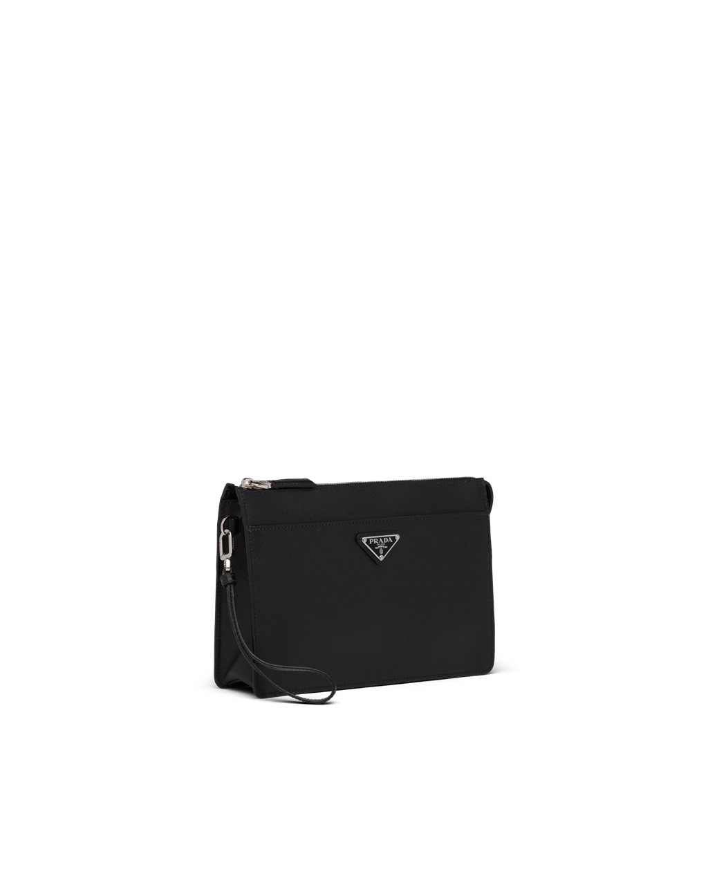 Prada Saffiano Læder Pouch Černé | 026315HMI