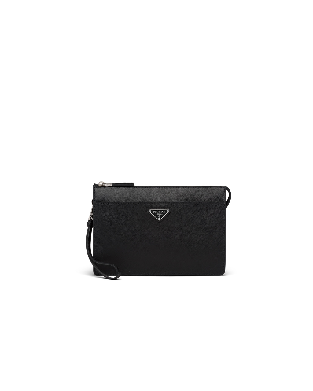 Prada Saffiano Læder Pouch Černé | 026315HMI